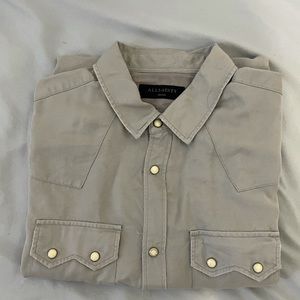 All Saints pearl snap western button down shirt